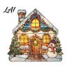 Transparent Acrylic Window Art Moon-Shaped Wreath Hanging Ornament Butterfly Angel Floral Stained Glass Style Mosaic Daily Home Furnishings