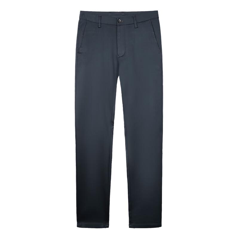 Men's Business Casual Straight Wool Blend Trousers
