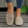 Damen Neue Einfarbige Loafer mit eckiger Spitze, Mesh, Flach, Weiche Sohle, Gestrickt, Lässig, Slipper, Bootsschuhe