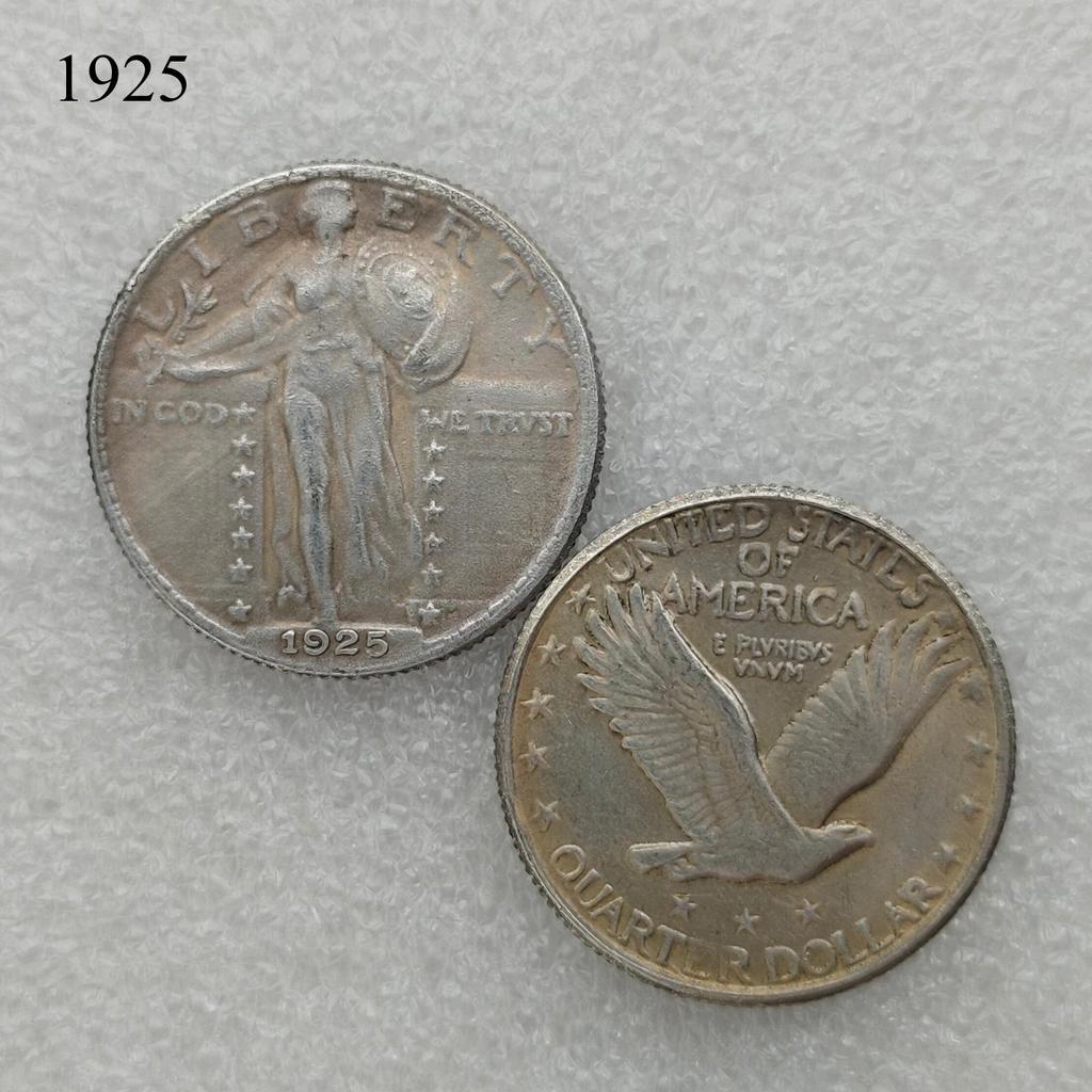 Antique American Liberty 25 Cents Coin, 1916-1930, Optional Brass or Silver Plated