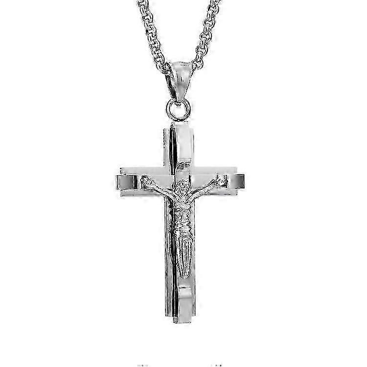 Collana Pendente da Uomo in Acciaio Inossidabile, Titanio, con Croce di Gesù, Accessori