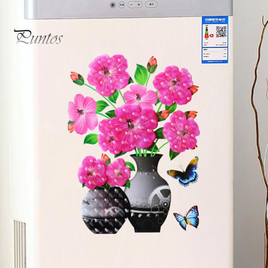 Vinyl Decal Wall Sticker Hot Stamping DIY Bright-colored Self-adhesive Flower Vase Home Decoration