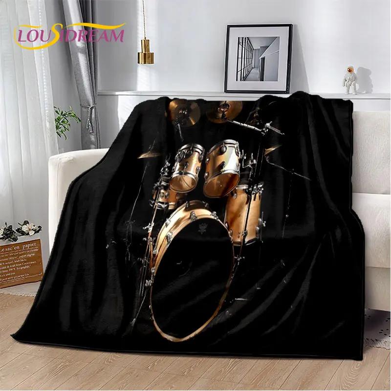 Kit de tambor musical, conjunto de instrumentos, cobertor de pelúcia macio, cobertor de flanela, cobertor para sala de estar, quarto, cama, sofá, piquenique, criança