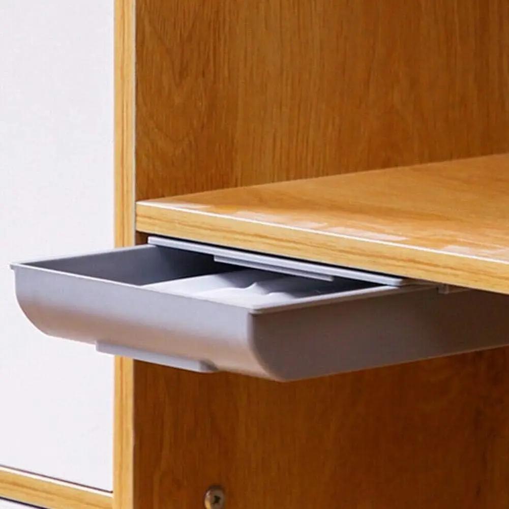Hidden Storage Box Self-Adhesive Desk Drawer Storage Container Table Holder Boxes Simple Sundries Cosmetics Stationery Organizer