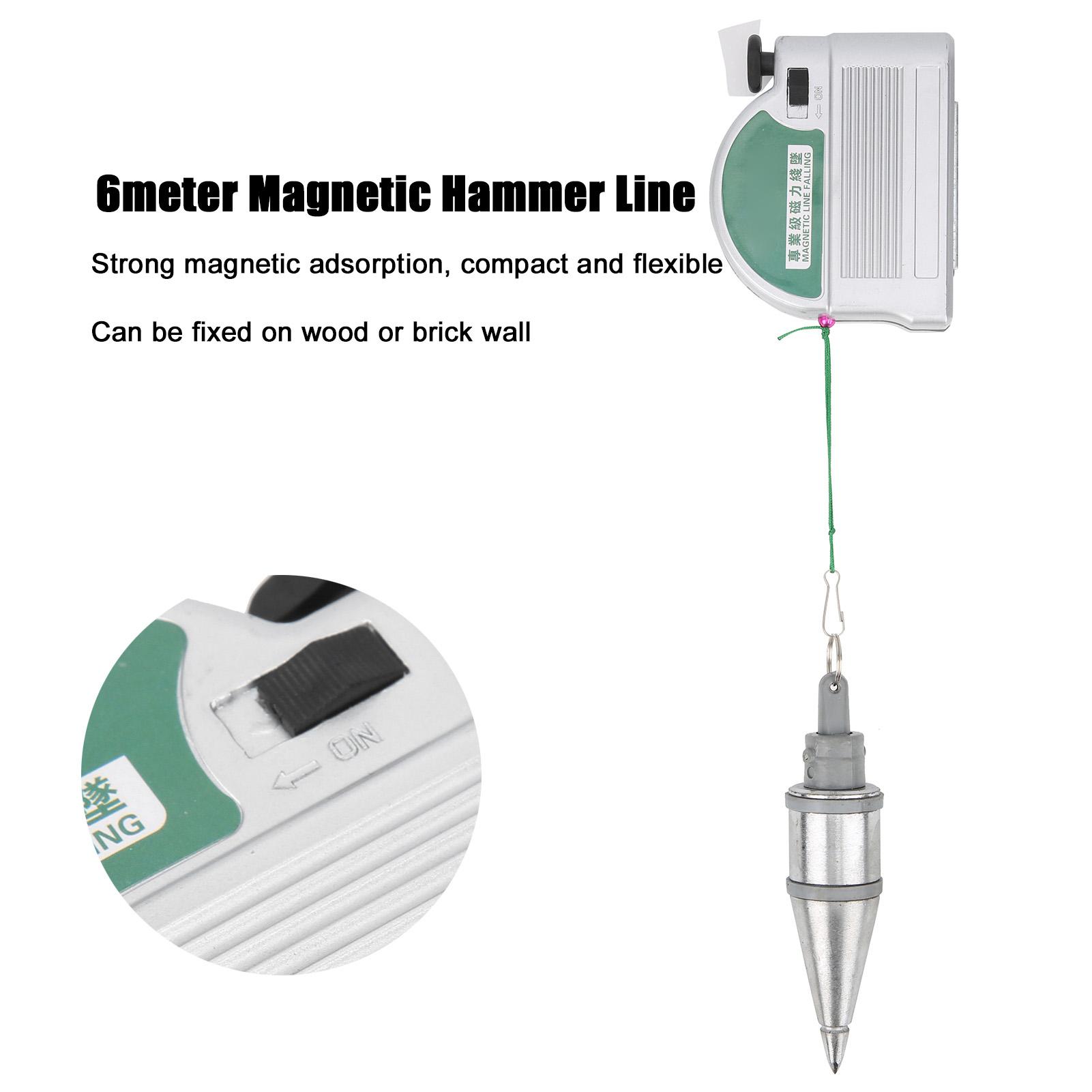 Hammer Line Magnetic Wire Drop Magnetic Wire Hammer Line Drop Silver Alloy Steel Vertical Measurement Tool 6 Meters Wire Pendant