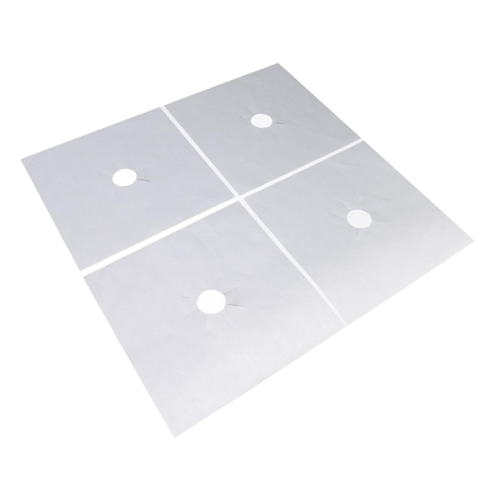 

4Pcs Stove Burner Cover PTFE Coating Non Stick Gas Range Stove Top Protector Pad for Kitchen Cooking срібний