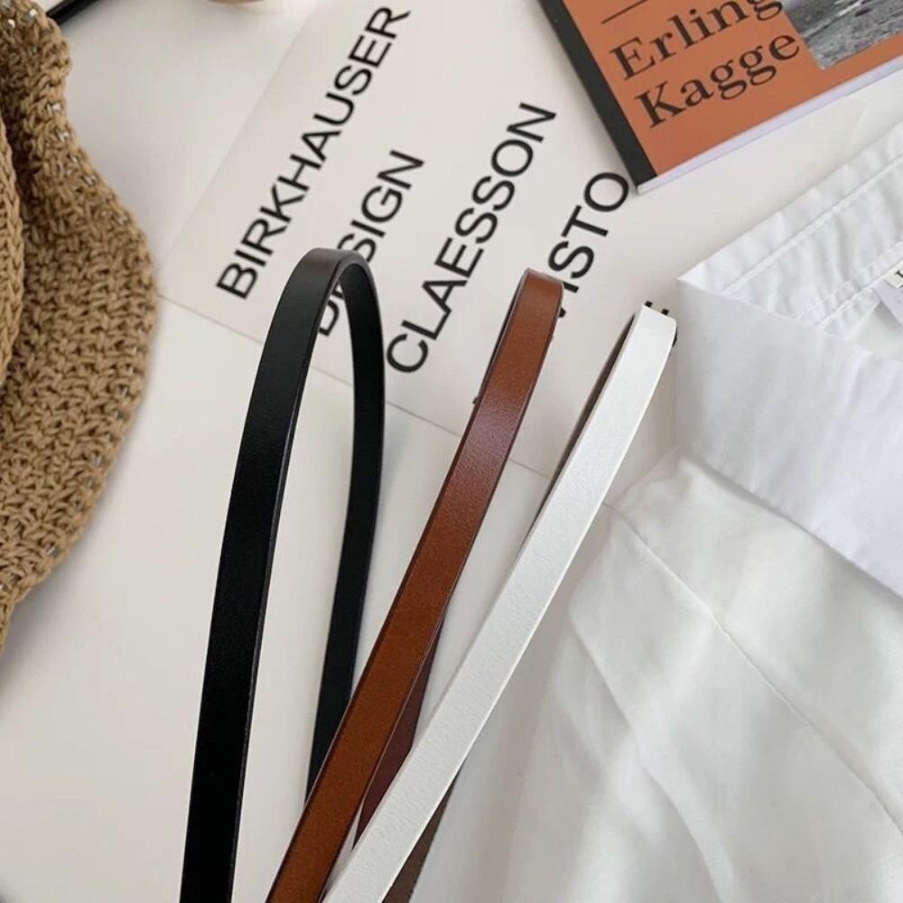 PU Leather Thin Waistband Solid Color Waist Chain Fashion Knotted Belt for Dresses
