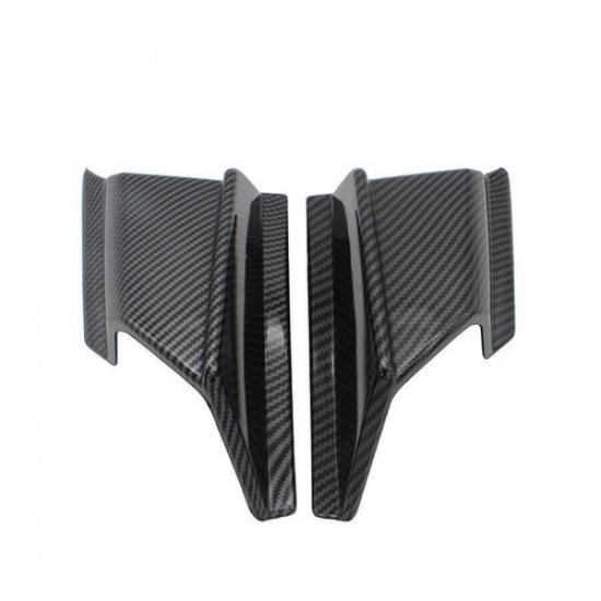 2xCarbon Fiber Front Fairing Side Winglet Wind Fin Spoiler Kit Glossy Motorcycle