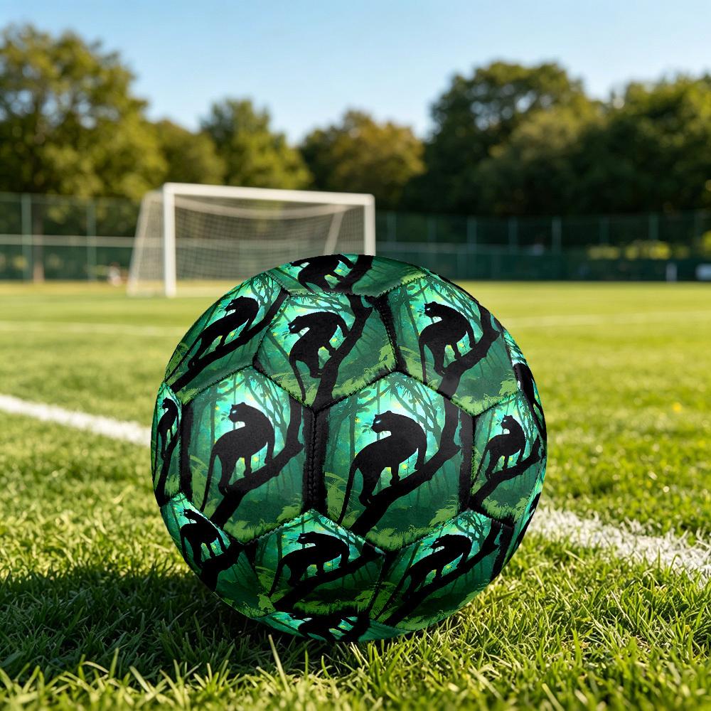 1pc Jungle Panther Silhouette Size 5 Soccer Ball Professional Match Training Football Indoor &Outdoor Sports Ball Lightweight Durable C6510