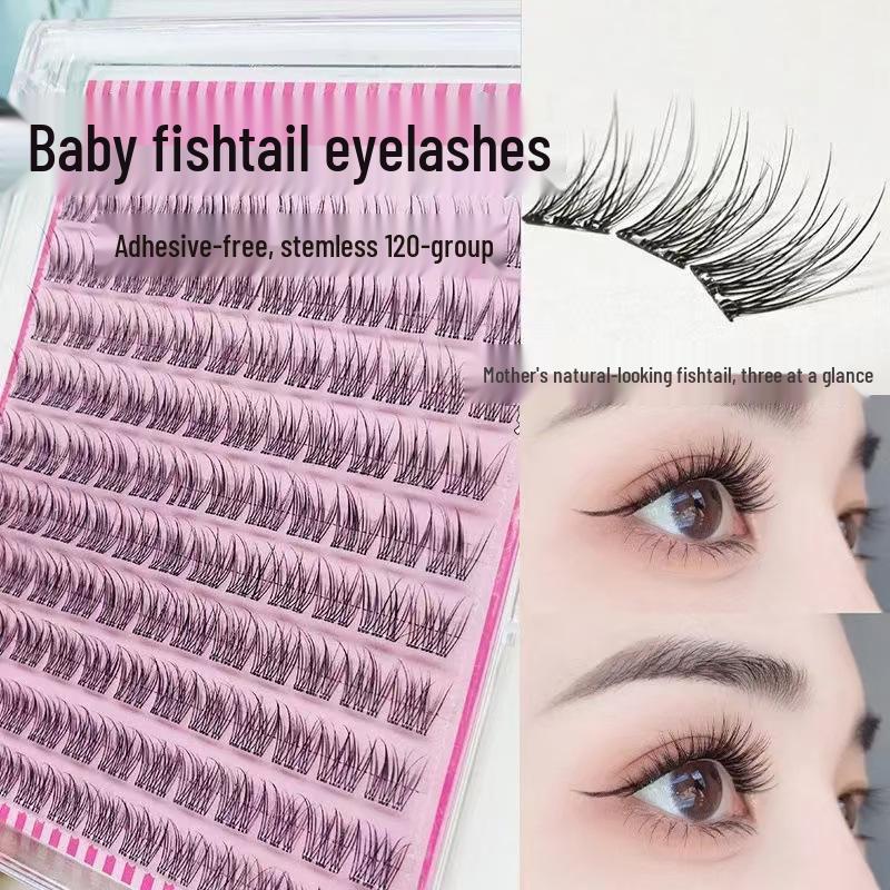Yu Shuxin's Stemless Fishtail False Eyelashes - Natural, Segmented, Single Cluster Design