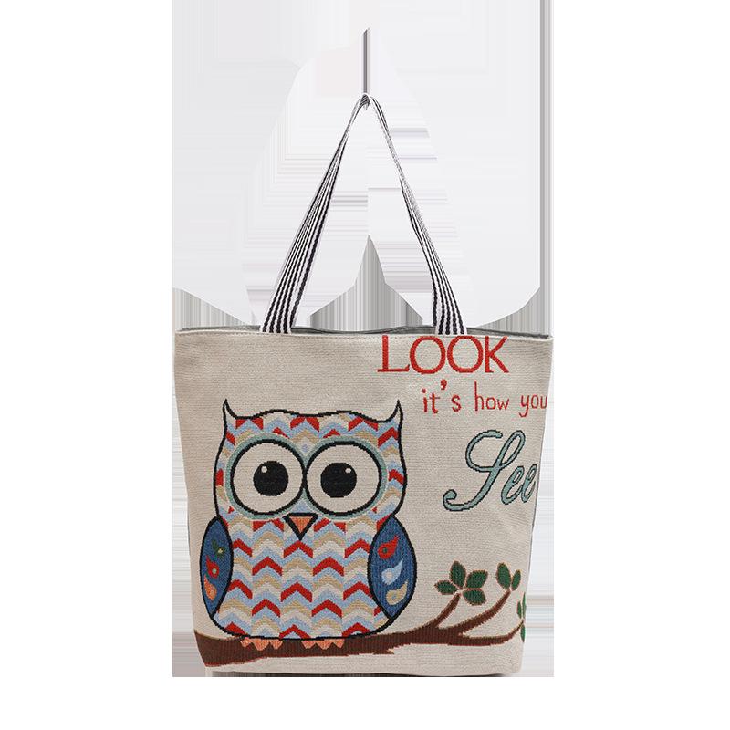 Goldfaden Canvas Tragetasche - Damen Cartoon Schulterhandtasche