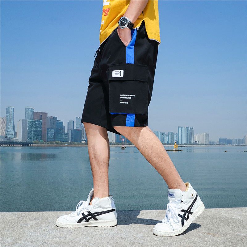 Pantalones cortos de verano para hombre, con cordón ajustable y cinco puntos, holgados, rectos, para jóvenes
