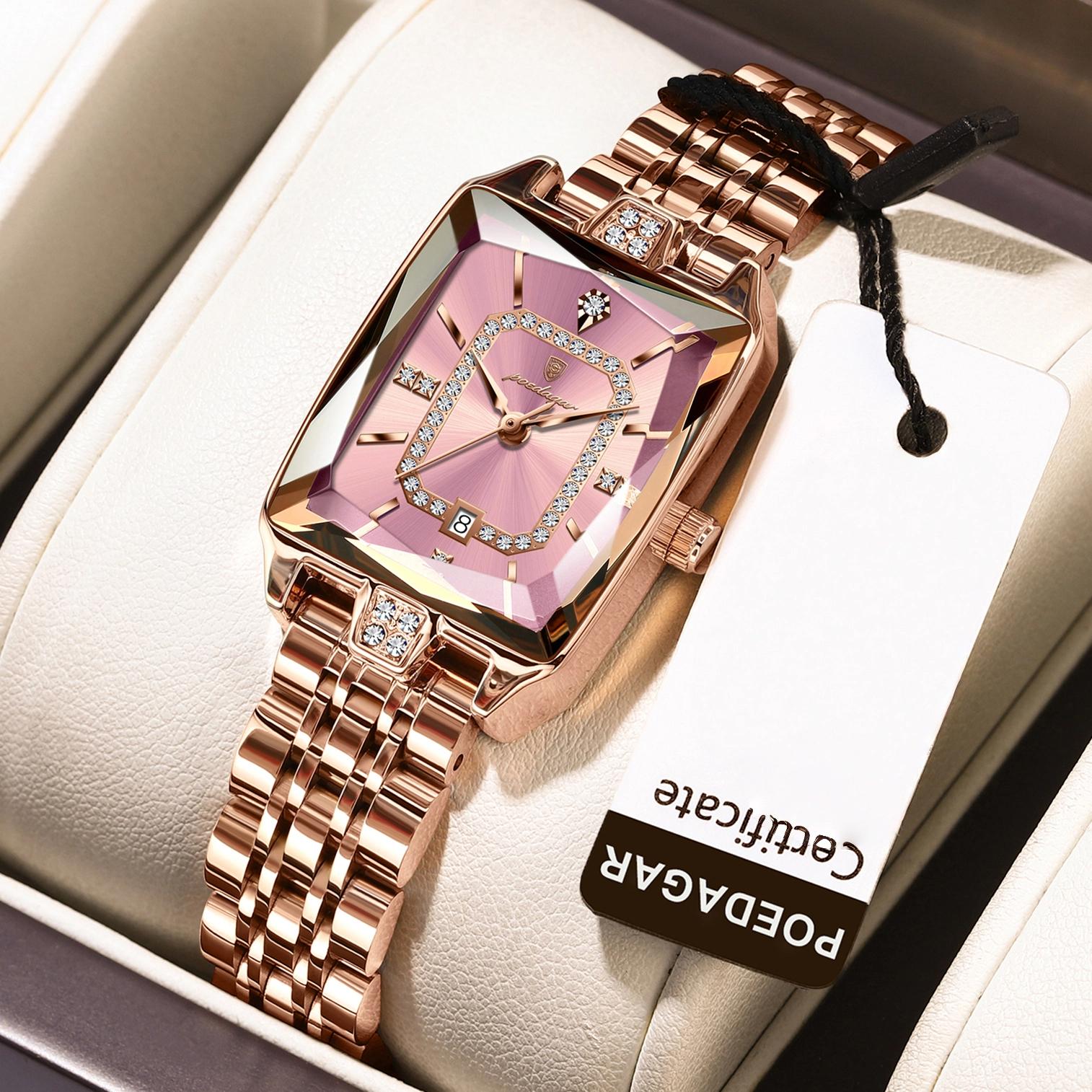 

Роскошные женские часы Водонепроницаемые Календарь Высокое качество Женские часы Нержавеющая сталь Кварцевые Женские часы Элегантные