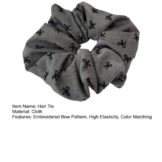2Pcs Hair Tie High Elasticity Embroidered Bow Pattern Hair Rope Strong Ponytail Holder Buns Ponytails Hair Accessories