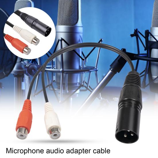 Audio Adapter Cable Plug And Play Stable Transmission Wide Applicable Anti-tensile Pressure Resistant 3pin XLR to 2 RCA Microphone