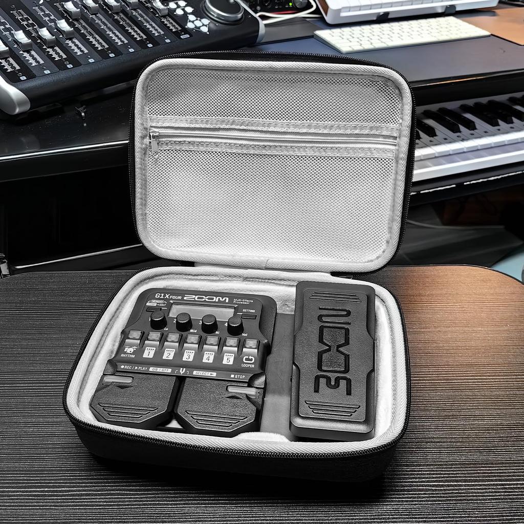Musiin Premium Velvet Interior Hard Case for Zoom and A1X Guitar Bass Pedals G1X, G1X, B1X, Multi-Effects (Gray)