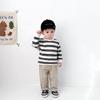 Koreansk randig långärmad baby-t-shirt för pojkar och flickor - Vår/Hösttopp