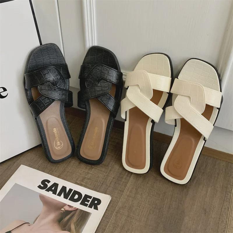 Damensandalen im Feenstil mit flacher Sohle für den Sommer – römische Strandschuhe mit weicher Zehenpartie