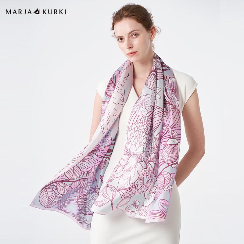MARJA KURKI "Effort to Bloom" Mulberry Silk Scarf Shawl