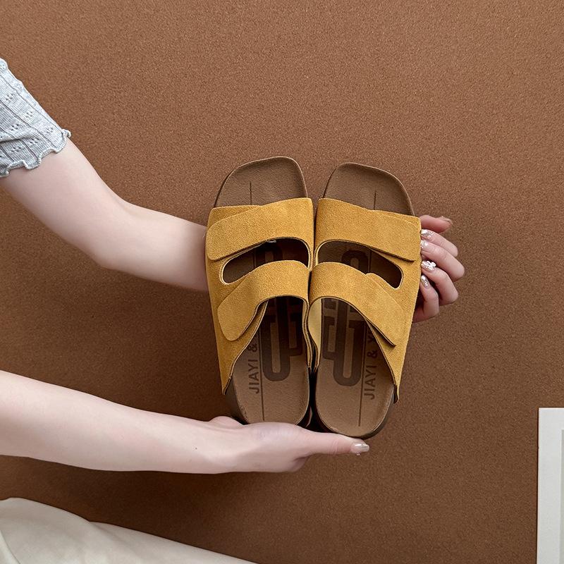 

Platform-soled Boken shoes girls casual half slippers 2025 summer new retro outerwear flat-soled sandals muffin-soled shoes 35