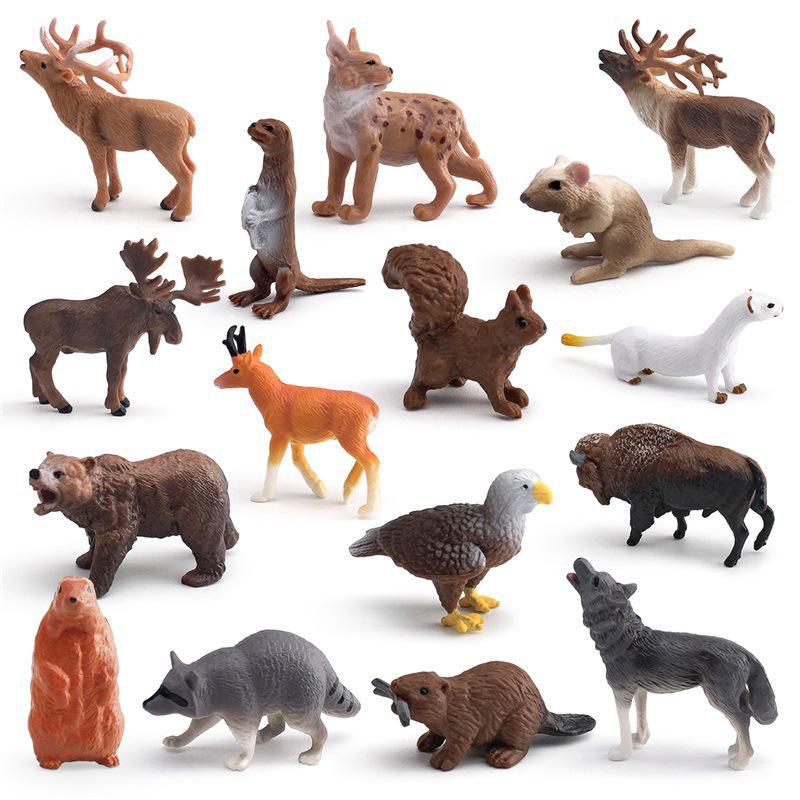 Wild Animal Simulation Set: Reindeer, Brown Bear, Antelope, Beaver, Squirrel, Gray Wolf - Children's Cognitive Ornament