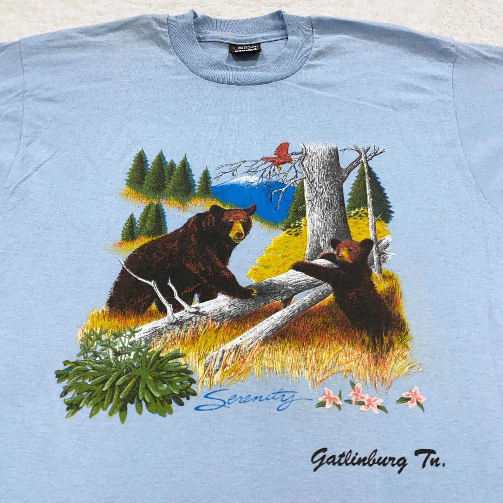 

vintage 80s GATLINBURG TENNESEE SERENITY BEAR T-Shirt MEDIUM single stitch 90s 2XL