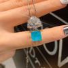 Wind Imitation Paraiba Ring Necklace Stud Earrings Jewelry Set Flower-Shaped Creative Full Diamond Luxury Set 10 * 10