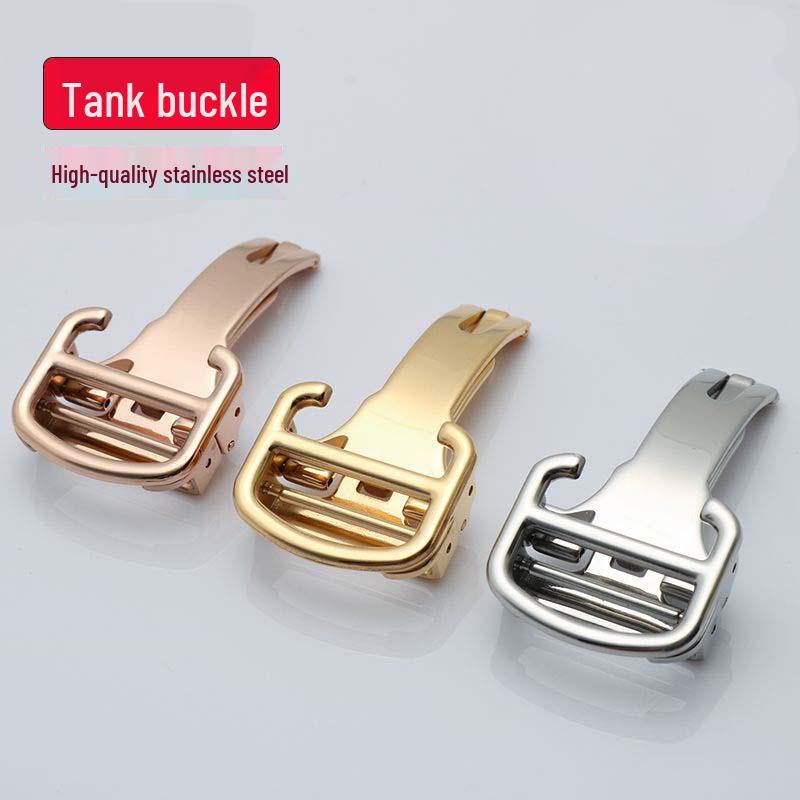 

Синий кожаный ремешок для часов-танка с раскладывающейся застежкой для мужчин и женщин Silver (12mm)