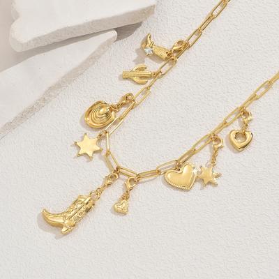 Wind Ladies Jewelry Geometric Pentagram Love Shape Niche Design Necklace Premium Sense Clavicle Chain Women