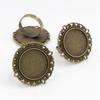 20mm 5 Stück Antik Versilbert Bronze Messing Verstellbare Ringfassungen Leer/Basis,Passend für 20mm Glas Cabochon,Knöpfe;Ringeinfassungen