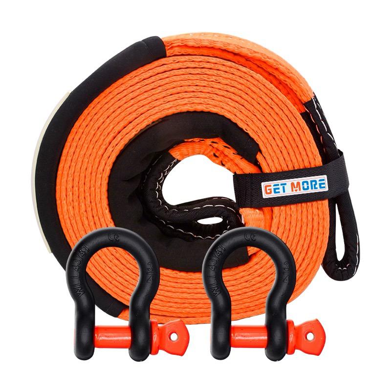 Heavy Duty Offroad Towing Straps Kit for Trucks Suv Utv Atv Tractor Car Jeep Kinetic Recovery Tow Rope Strap With Soft Shackles TS075