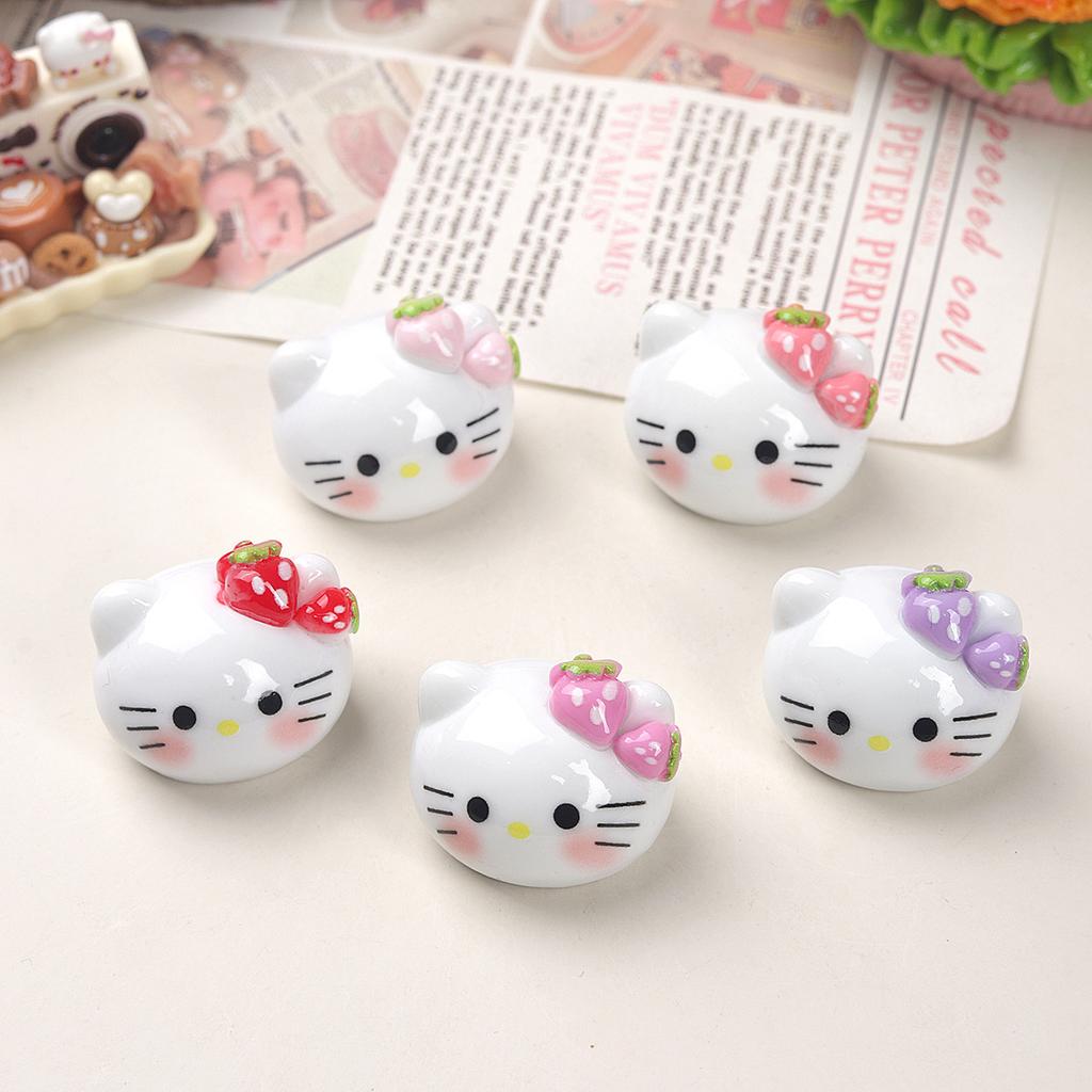 10/50PCS Cartoon DIY Fruit Big Head Cat Resin Accessories Accessories Cream Gel Hair Clip Keychain Pendant Accessories