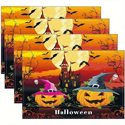 1 PC Halloween Themed Placemats Rectangular Table Mats for Home & Party Decor Machine Washable Rectangle Table Mats