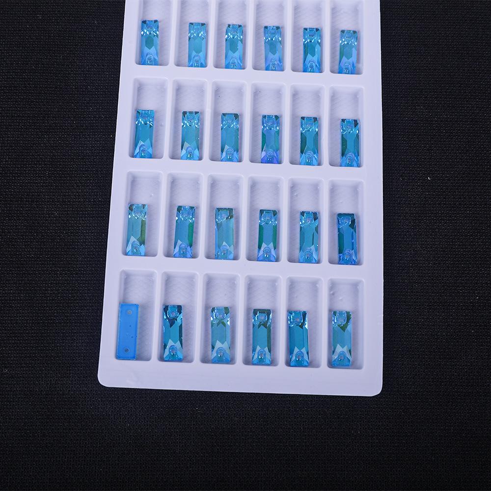 Long Fluorescent Glass Flat Buckle Hand Seam Drill, Double Hole Rhinestone Flat Bottom Drill Diy Accessories Material Package