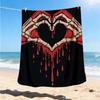 1pc Skeletal Heart Outdoor Flannel Blanket Soft All Season Polyester Throw , Perfect for Picnics & Travel , Picnic Accessory