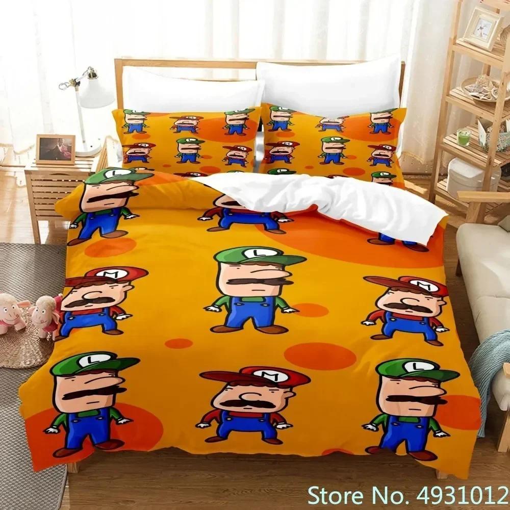 Pościel Super Mario Luigi Yoshi Toad Jumpman Anime 3D Poszewka na kołdrę Dla dziecka Dzieci Młodzież Dorosłych Tekstylia domowe Poszewka na kołdrę