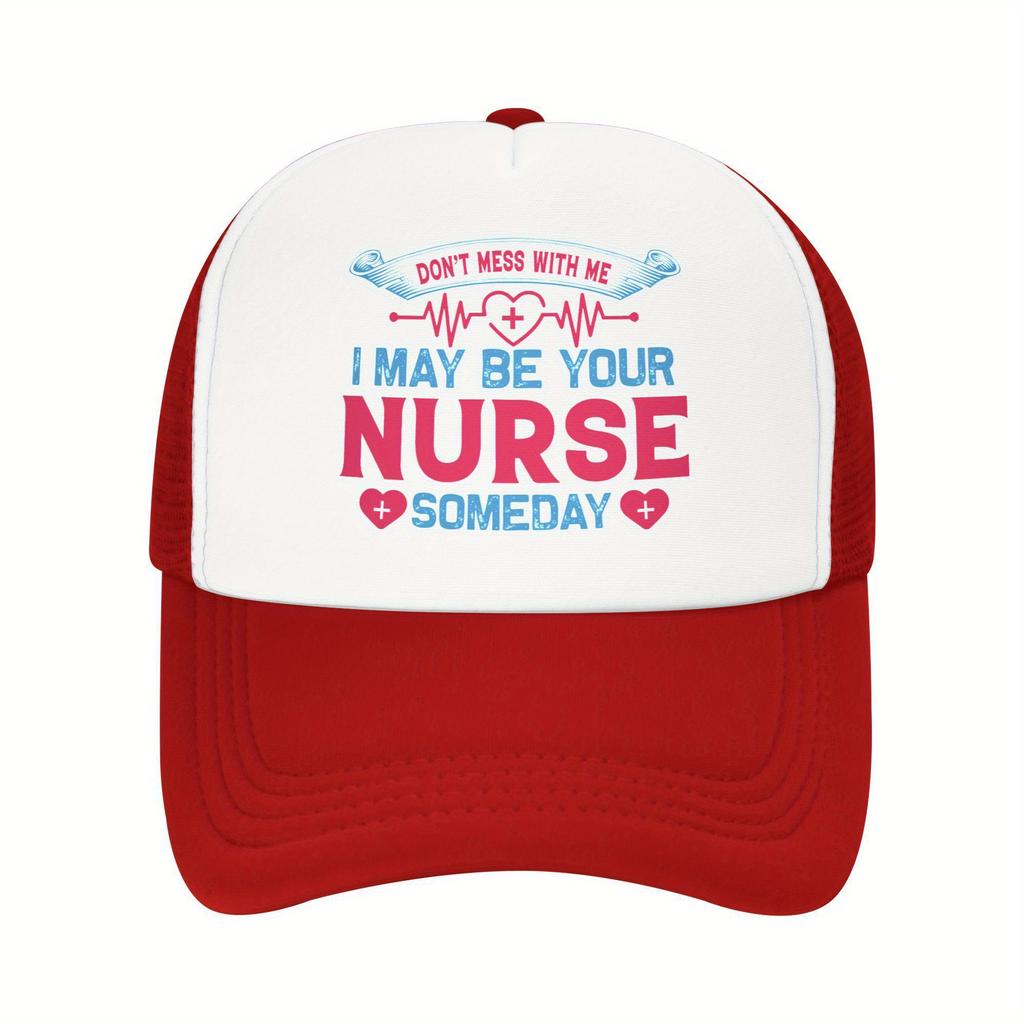 Dont Mess With Me Nurse Life ECG Heartbeat Trucker Hat Breathable Mesh Baseball Cap Casual Adult