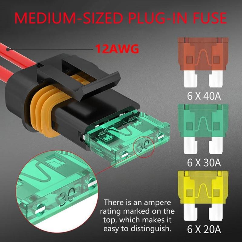 Universals 12AWG Inline Fuse Holder 20A 30 40A Standard Car Fuses and Screws Waterproof Car Fuse Holder Enduring