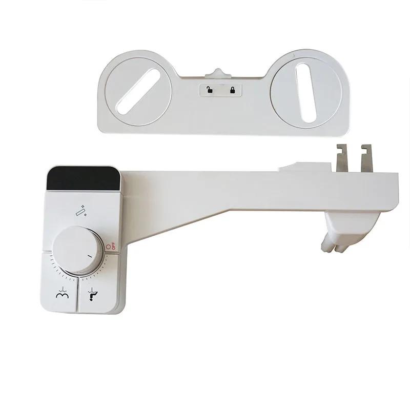 Adjustable Water Pressure Ass Sprayer Bidet Sprayer Attachment Non-Electric Ultra-Slim Toilet Seat Attachment Dual Nozzle Bide