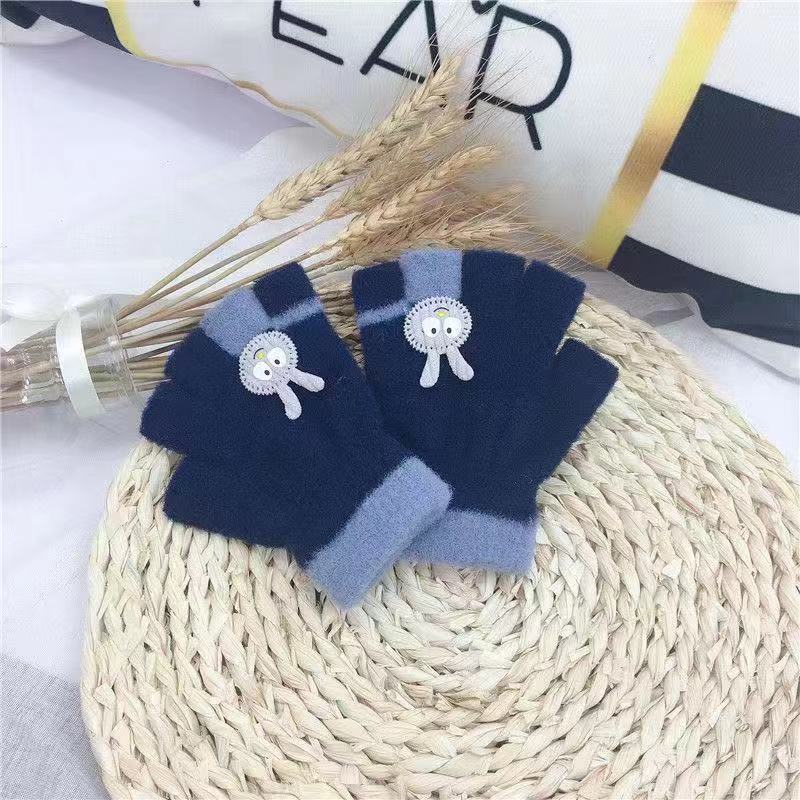 Half Finger Children's Gloves Winter Baby Warm and Cold Gloves Five Finger Cute Student Gloves Children's Gloves