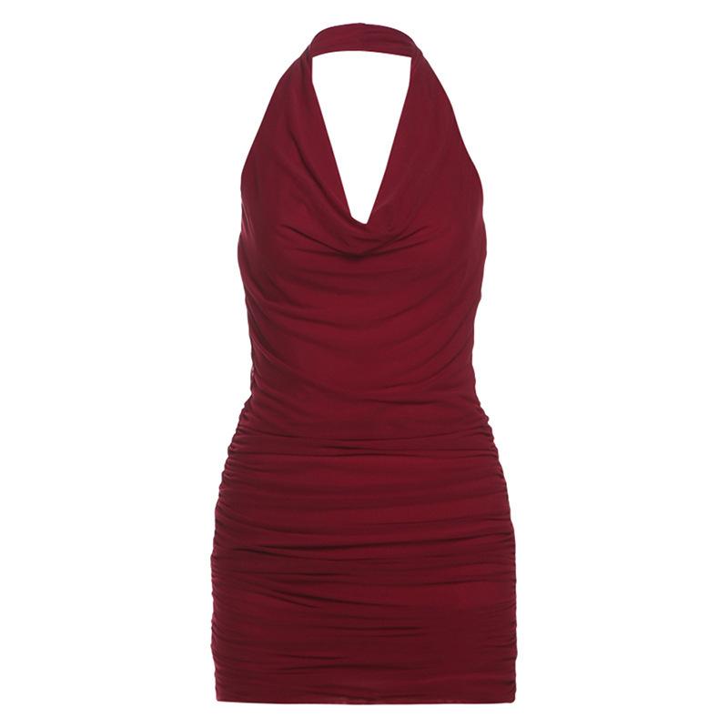 

Женское сексуальное модное платье Royal Sister Wind с открытыми плечами и плиссировкой S бордовый