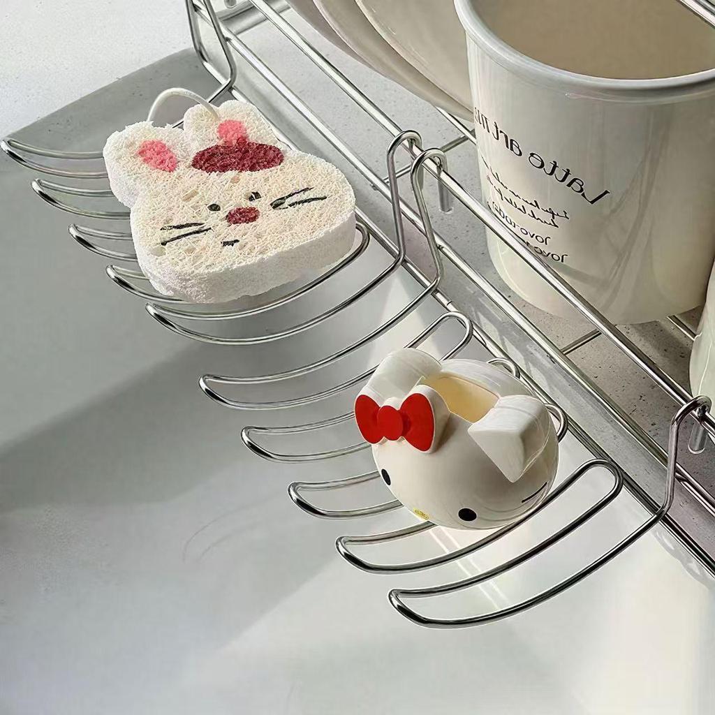 304 Stainless Steel Expandable Hanging Dish Rack for Small Items, Multi-layer Draining and Storage.