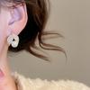 14k Gold-Plated Leaf & Pearl Zirconia Stud Earrings - Elegant Silver Needle Jewelry for Women