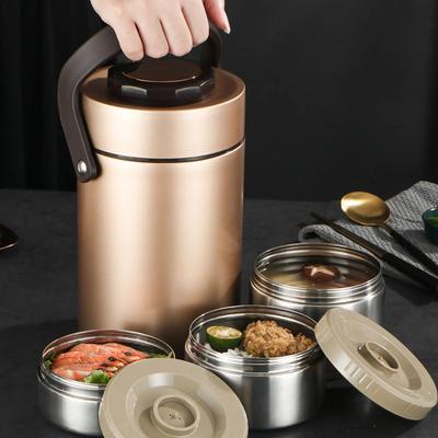 2000ml 304 Stainless Steel Vacuum Insulation Lunch Box Portable 3 Layer Vacuum Insulated Barrel 3 Layer Vacuum Insulated Barrel