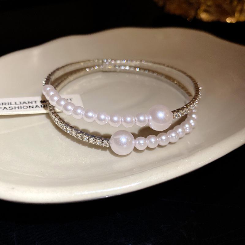 Elegant Diamond-Studded Geometric Multi-Layer Open Bangle - Luxurious French High-End Jewelry.