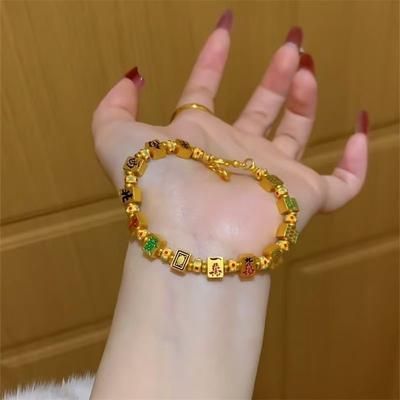 New Chinese Mahjong Gold Bracelet Light Luxury Versatile Thirteen Bracelet Niche Temperament Mahjong Bracelet