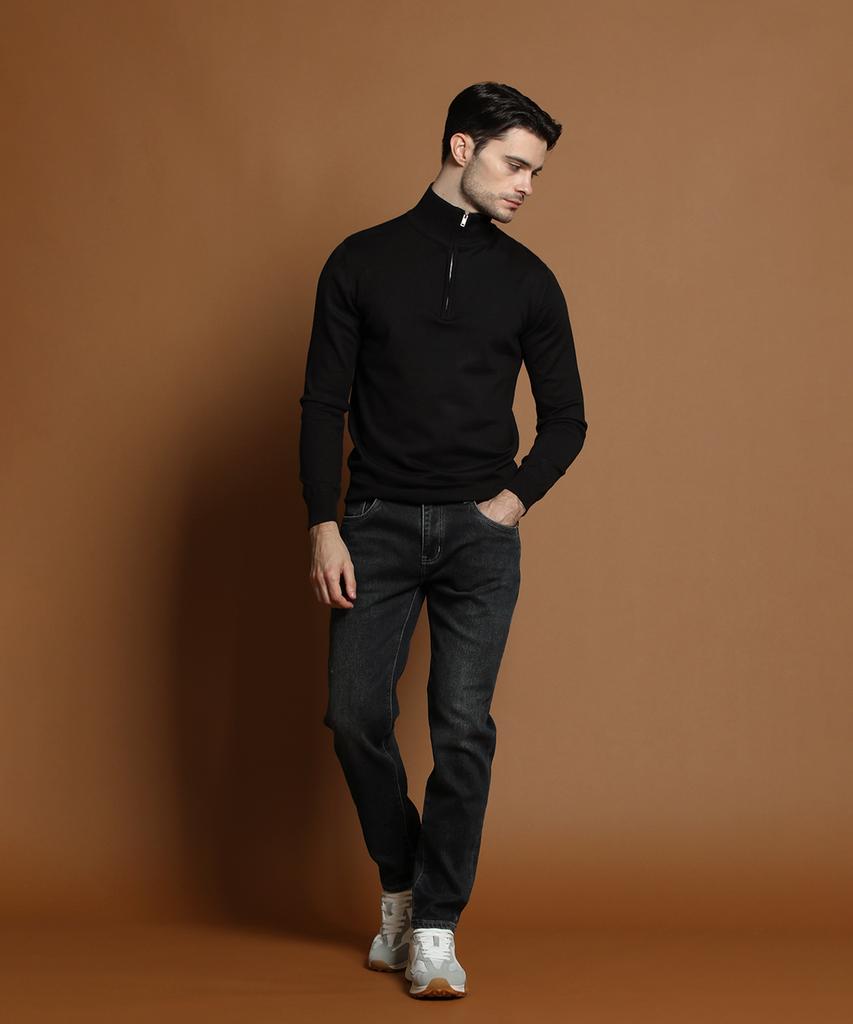 PANICALE Black Soft Half-Zip Knit (Type B)