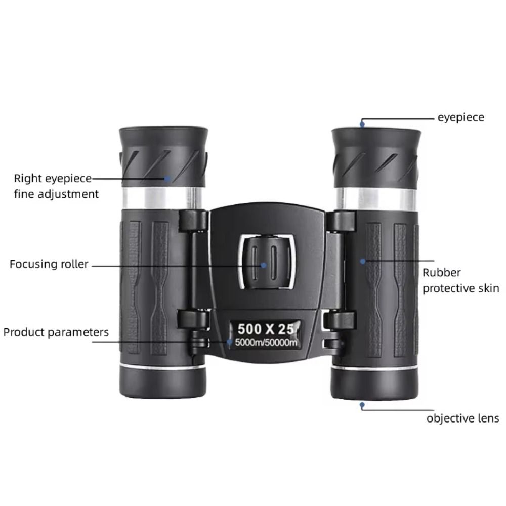 500X25 Portable Binocular Telescope 5000m/50000M Powerful Folding Telescope  Sports