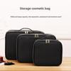 Black Heightened Cosmetic Bag with Mirror - Large Capacity Portable Handheld Storage Box