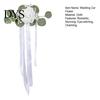 Wedding Car Decoration Set Door Handle Flower with Ribbon Tie And Green Leaves, White Artificial Decor Rose Rearview Mirror Bouquet for Bridal